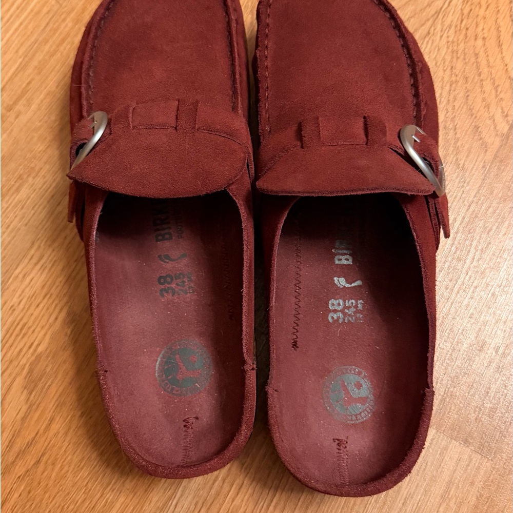 Birkenstock Burgundy Suede Slip-Ons